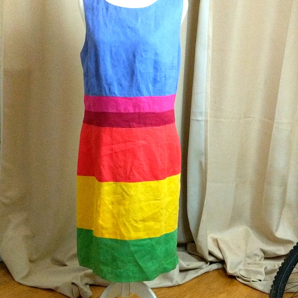 PRIDE FRIENDLY RAINBOW 100% LINEN DRESS..